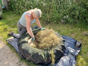 Gandy Field bedding grass in tyre